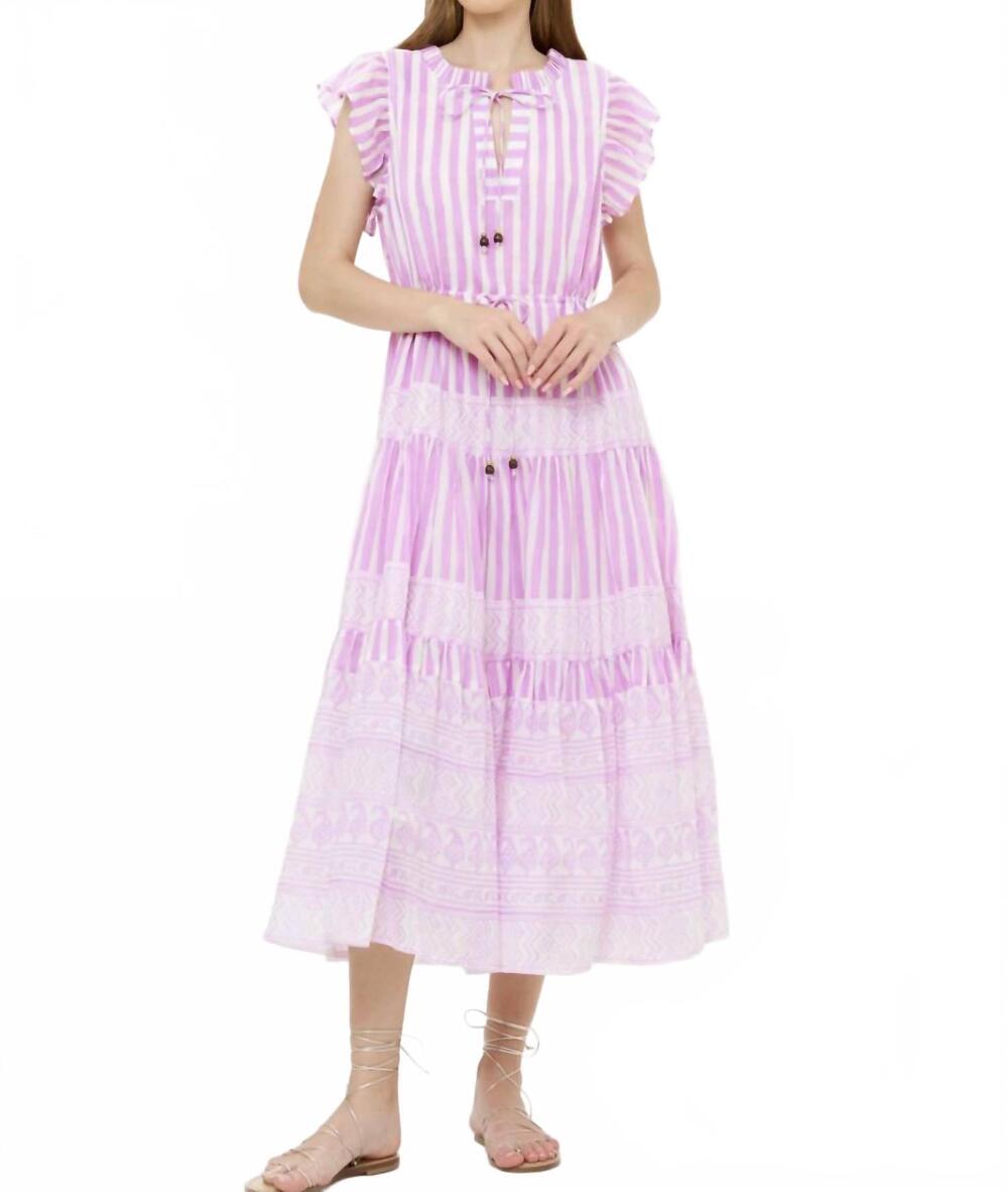 NEW OLIPHANT cinched flirt midi dress in santorini lilac